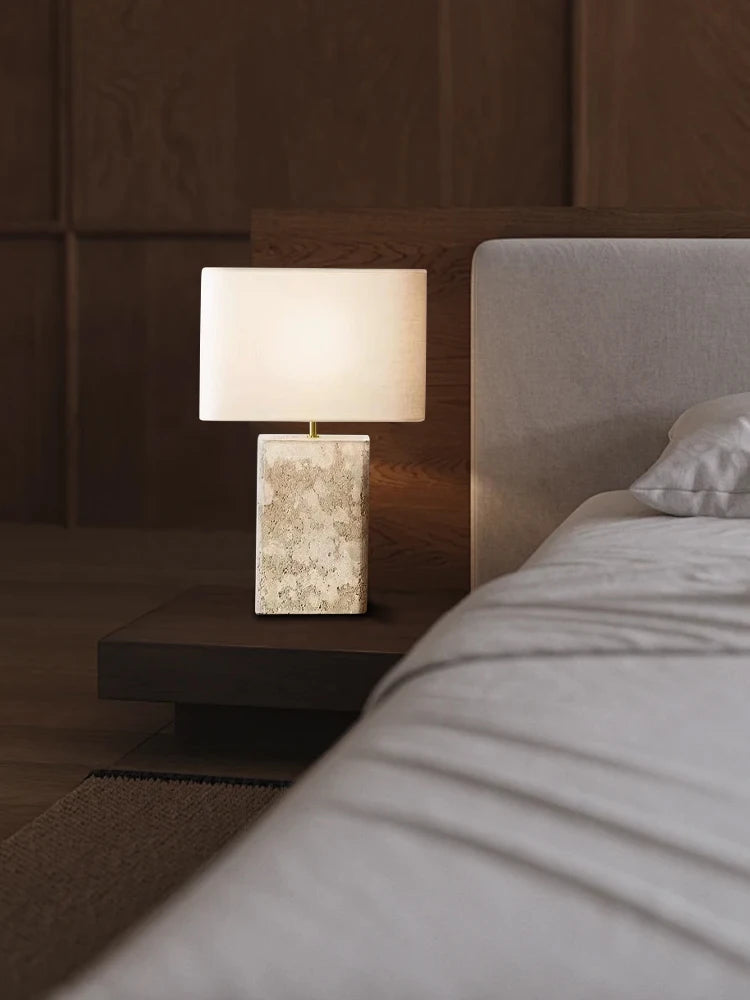 2025 French Designer Stone Table Lamps Classic Desk Light Bedroom Bedside Decoration Lamp Fabric Home Decor Items