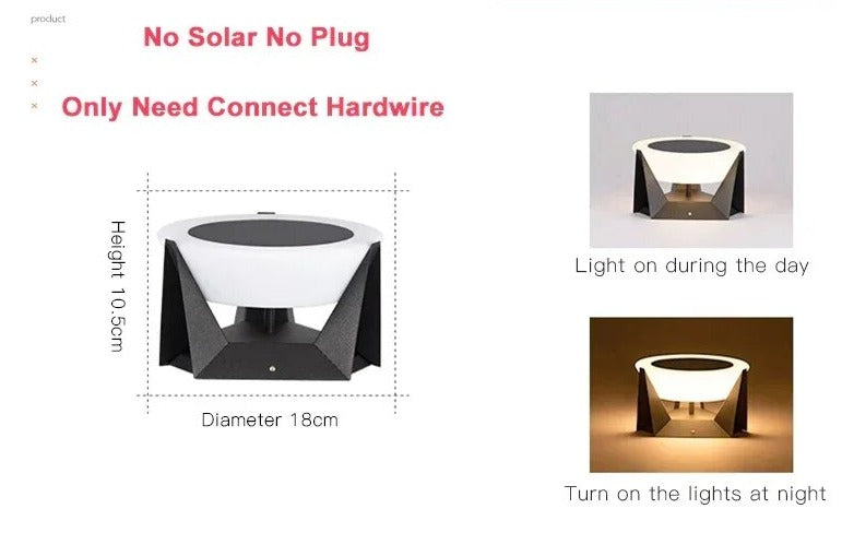 VZVI Solar Lights Outdoor Garden Light Column Lamps Post Light Waterproof Fence Gate Cap Light Lantern Head Lamp Patio Decor