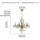 American Retro Crystal Chandeliers French Creative Candle Design Led Lamp for Bedroom Living Room Study Pendant Lighting