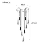 Modern Creative LED Lamp Pendant ForStair Lamp,Duplex Building Villa,Apartmenthigh Hanging Simple Crystal Gold Flowing Waterdrop
