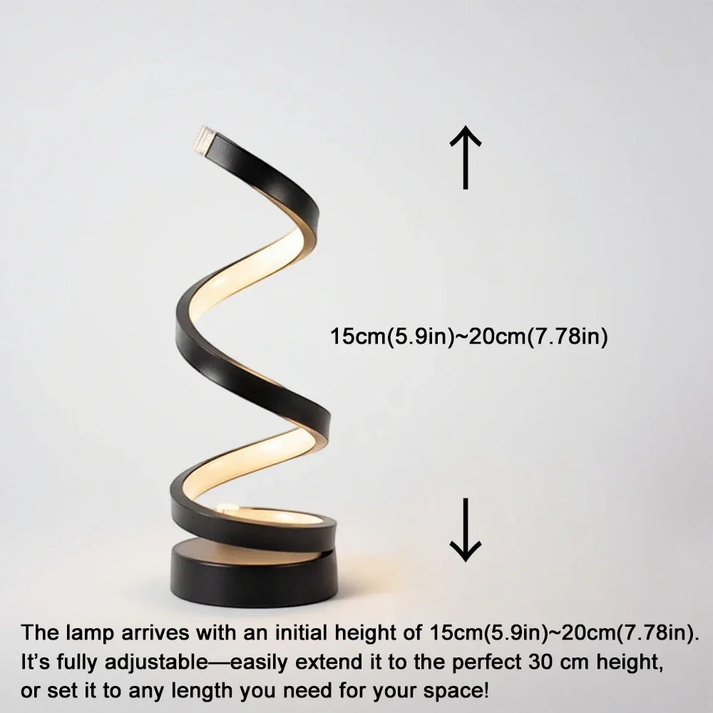 Modern LED Spiral Dimmable Table Lamp - Minimalist Curved Desk Light