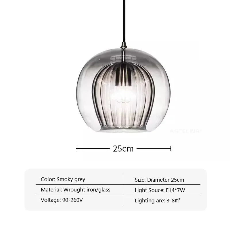 Modern Glass Pendant Light LED Hanging Lamp for Dining Room Living Room Coffee Shape Home Indoor Decors Lighting Fixtures