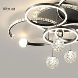 Modern Crystal Ceiling Light Dimmable Flush Mount LED Chandelier for Living Room Dining Room Hallway Lighting