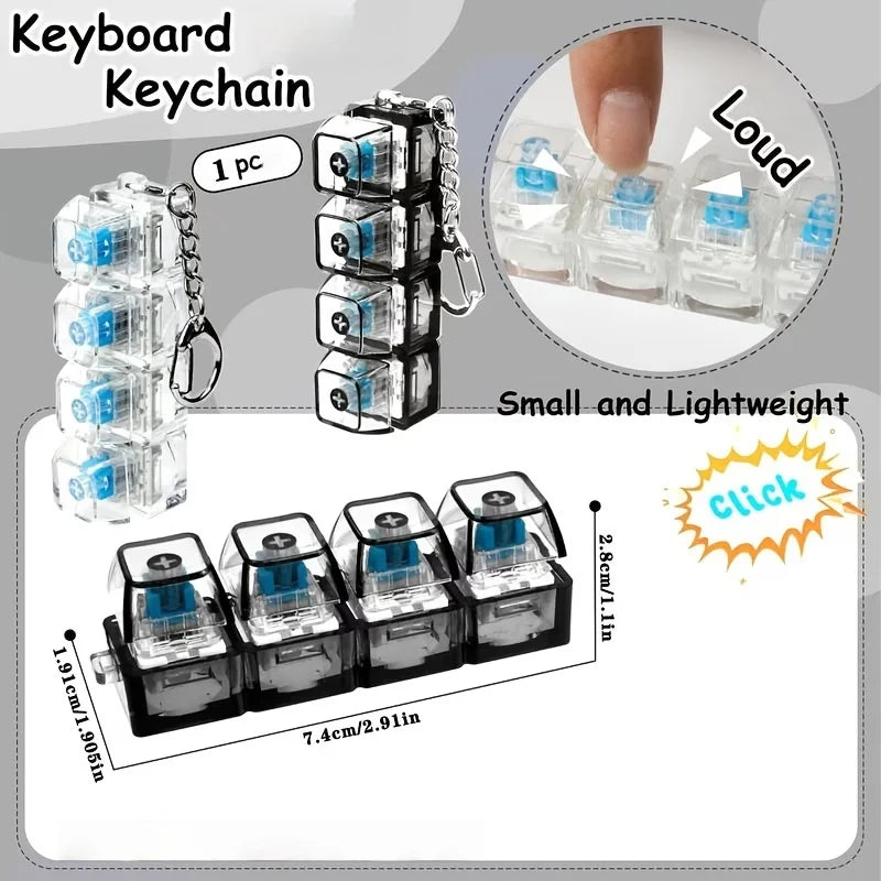 Light-Up Keyboard Switch Keychain - Clickable LED Fidget Toy & Stress Reliever