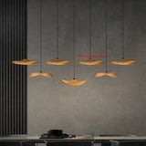 Japanese Wabi Sabi Solid Wood Lamp for Living Dining Room  Villa Duplex Kitchen Island Linear Light 3colors Changeable