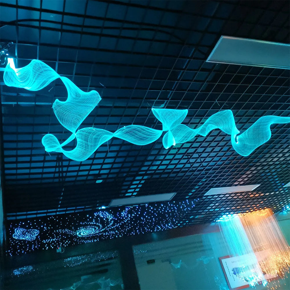 Waterproof LED Fiber Optic Mesh Light with Engine for Ceilings Trees Party - Net Fabric Kits