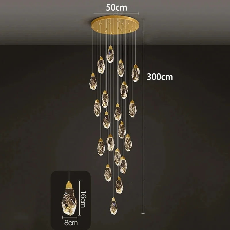 Modern Home Decoration Crystal Ceiling Lights Chandelier Staircase Pendant Lamp Living Room Hanging Lights Interior Lighting