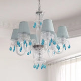 Light Blue K9 Crystal Lustre Led Chandelier Lighting Living Room Candle Pendant Lights Romantic Home Decor Led Luminarias Lamp
