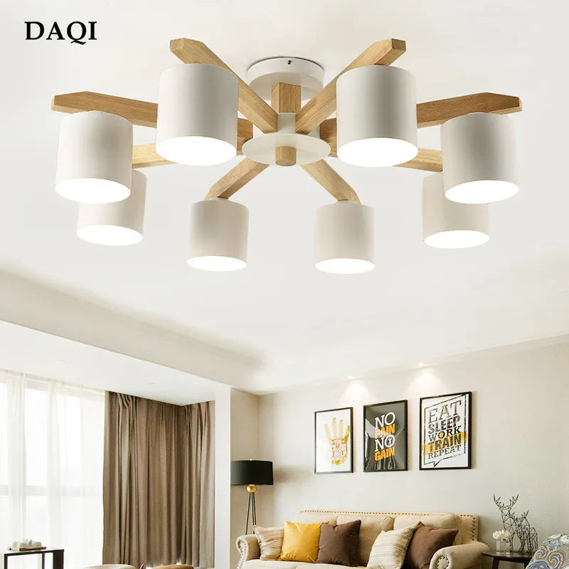 Nordic hotel solid wood E27 ceiling chandelier modern chandelier restaurant bedroom lamp living room lighting lamps wholesale