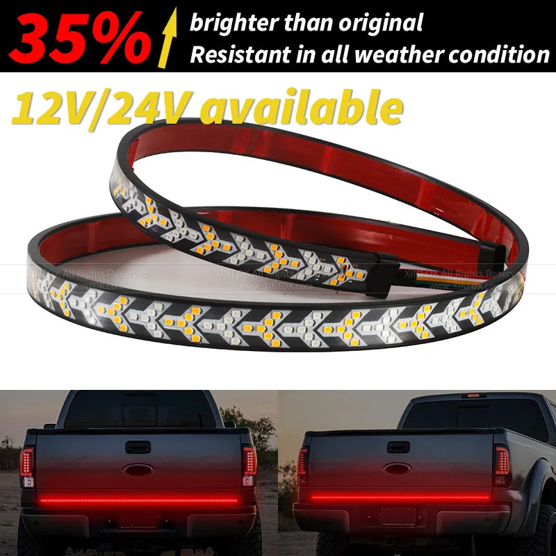 12V 24V Tailgate Light Bar 59 Inch Turn Signal Dynamic Triple Row Tail Light Red Brake Reverse Flash For Pickup Trailer Truck