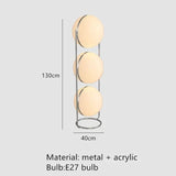 2026 Modern Creative Chrome Floor Lamp - White Acrylic Ball LED Standing Light