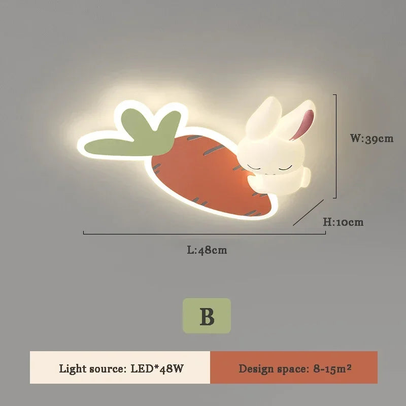 Modern Cute Children's Room Ceiling Lights LED White Rabbit Light Simple Cartoon Princess Room Little Girl Bedroom Decor Ceiling