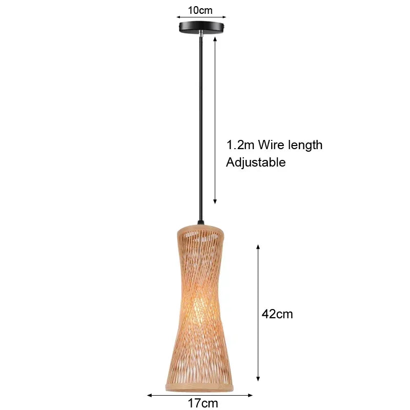 Classic Bamboo Luster's Chandelier Hanging Lamp Ceiling Handmade Rattan Pendant Light Fixture Weaving Home Living