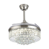 Modern Dimmable Fandelier Crystal Ceiling Fan with Lights and Remote Invisible Retractable Chandelier Fan Light LED Lighting