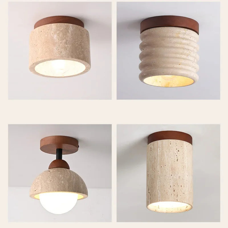 Travertine Stone LED Ceiling Lamp Aisle Corridor Light Fixture For Living Room Dining Room Bedroom Decor Chandelier Ceiling Lamp