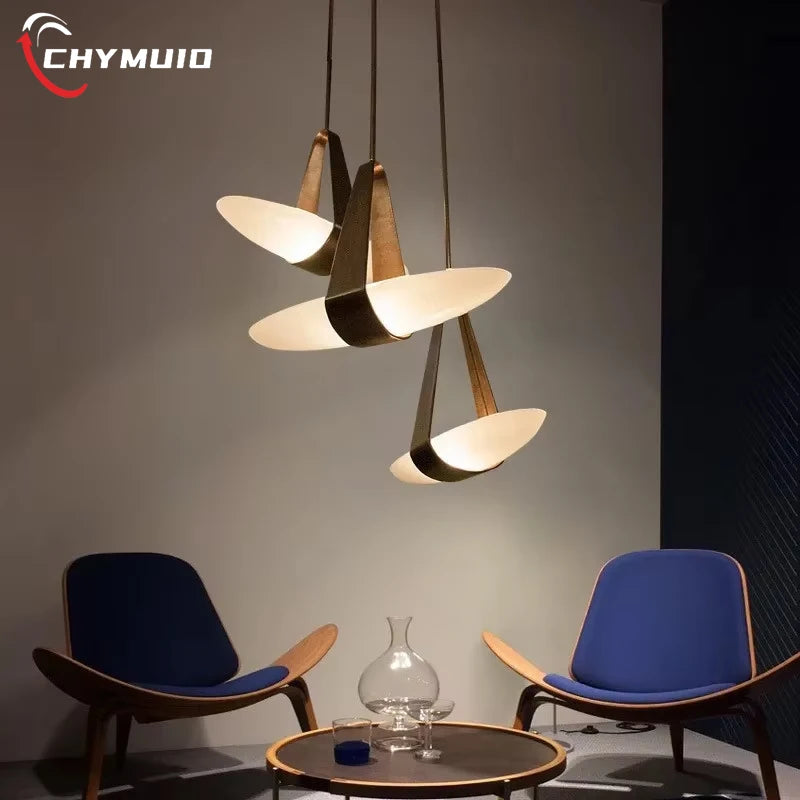 Nordic Designer Leather Ceiling Chandelier Dining Room Kitchen Bar Table Coffee LED Pendant Lamp Home Deco Bedroom Bedside Light