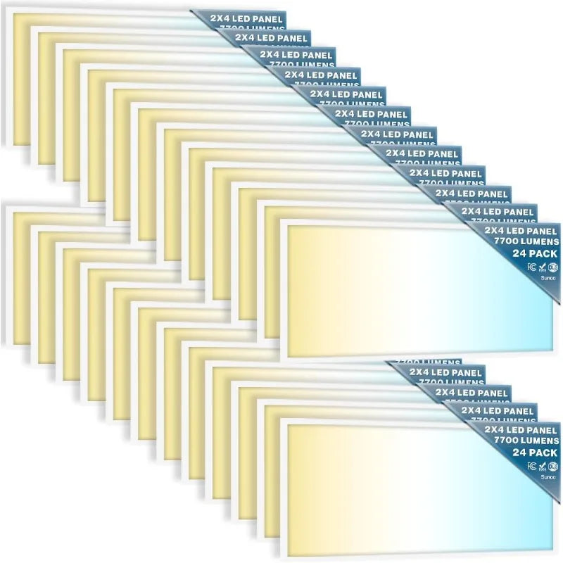 24 Pack 2x4 LED Flat Panel Light Drop Ceiling Office Fixture, 7700 LM, Selectable Features, 40W/50W/60W, 4000K/5000K/6000K,