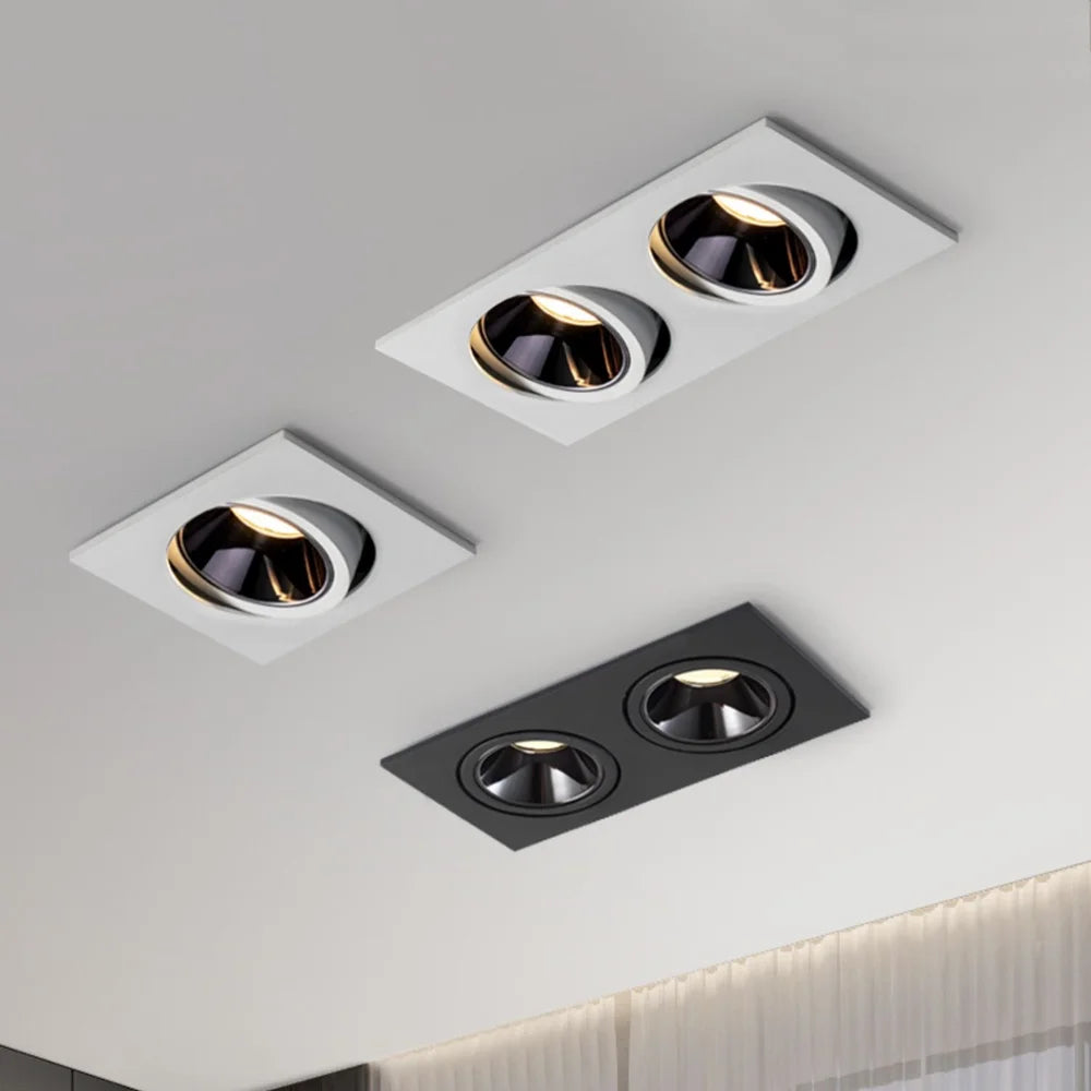 Recessed LED Ceiling Lamp Angle Adjustable 7W 24W Single/Double Head LED Spot lights Anti-Glare Downlight For Home Office Store