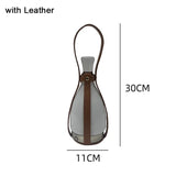 Nordic Atmosphere Creative Glass Bottle LED Table Lamp Leather Bedroom Bedside Bar Portable Outdoor Camping Light Charging Art
