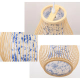 Bamboo Pendant Lamp Restaurant Bamboo Vine Lampshade Chandeliers Pendant Lights HandmadeNatural Rattan Wicker E27 LED