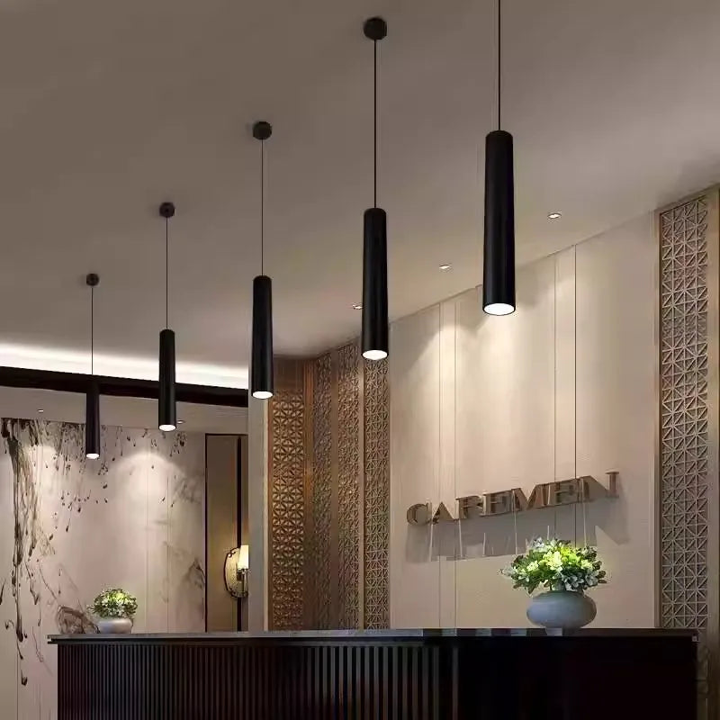 110V 220V Led Pendant Lights Replaceable GU10 Bulb Ceiling Chandelier for Kitchen Living Room Cylinder Hanging Lamp Decoration