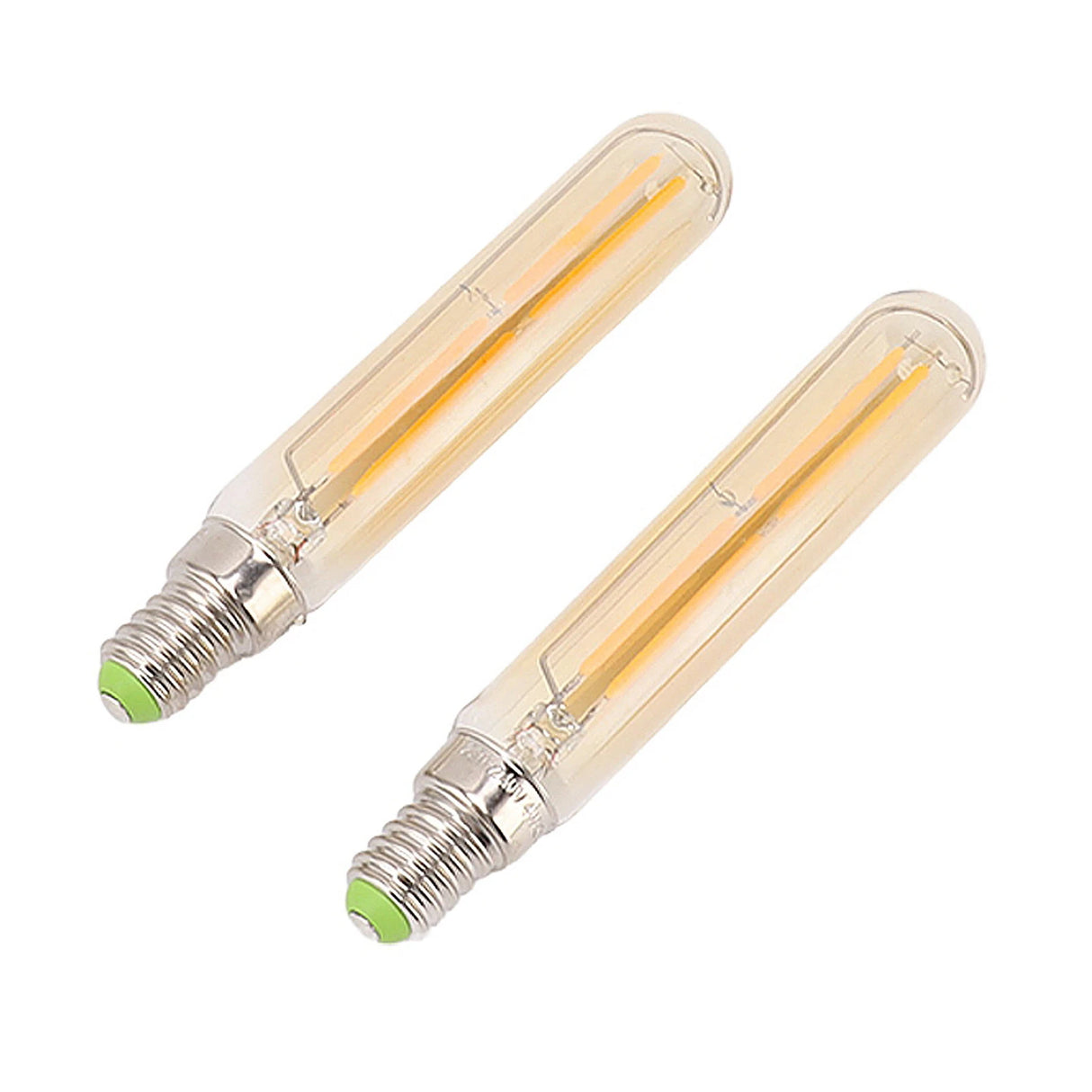 2Pcs E14 LED Tubular Light Bulbs - 4W 2300K Warm Amber T20x120 Filament Lamp