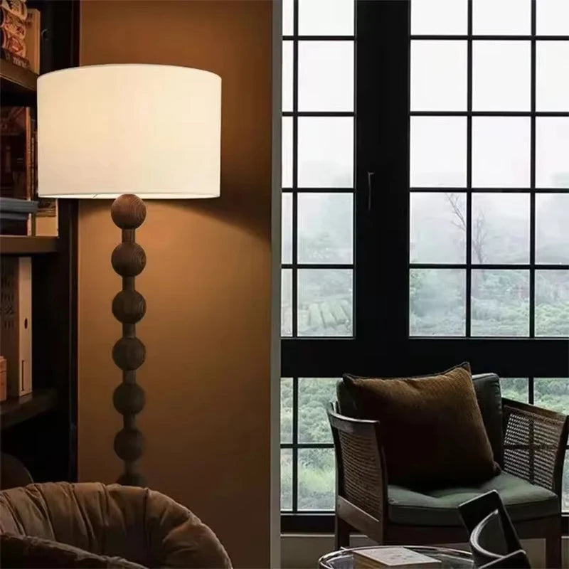Medieval Solid Wood Floor Lamp - Retro Wabi-Sabi Standing Sofa Light & Desk Lamp Fixture for Living Room & High-End Home Decor