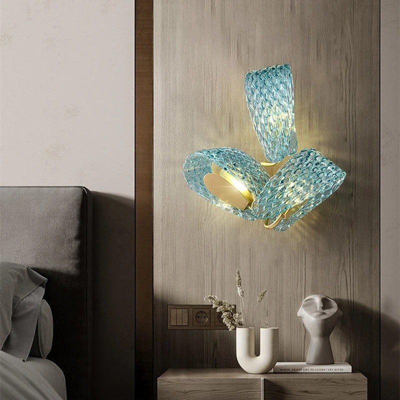 Postmodern Blue Glass LED Pendant Light Chandelier Hallway Bar Bedroom Living Room Restaurant Luxury Home Decor Lighting Fixture