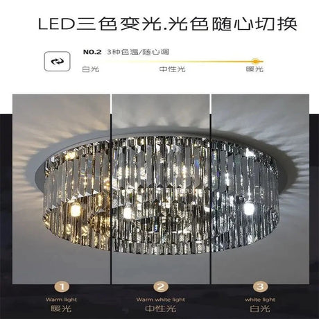New Luminaires Modern Light Luxury Crystal Light Ceiling Living Room Atmosphere Simple Bedroom Restaurant Circular Fashion