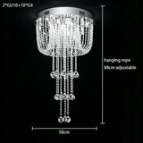 Luxury Raindrop Crystal Flush Mount Chandelier Long Vertical Design LED Ceiling Light For Duplex House Stairwell Entrance Hall