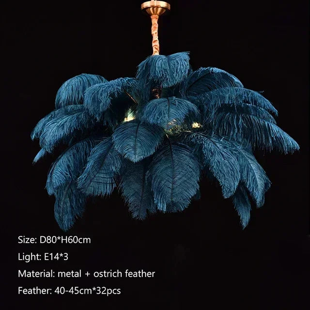 Nordic Ostrich Girl Ins Feather Art Living Room Chandelier Bedroom Indoor Hanging Lamp Pendant Lights Home Decor Ceiling Lamps