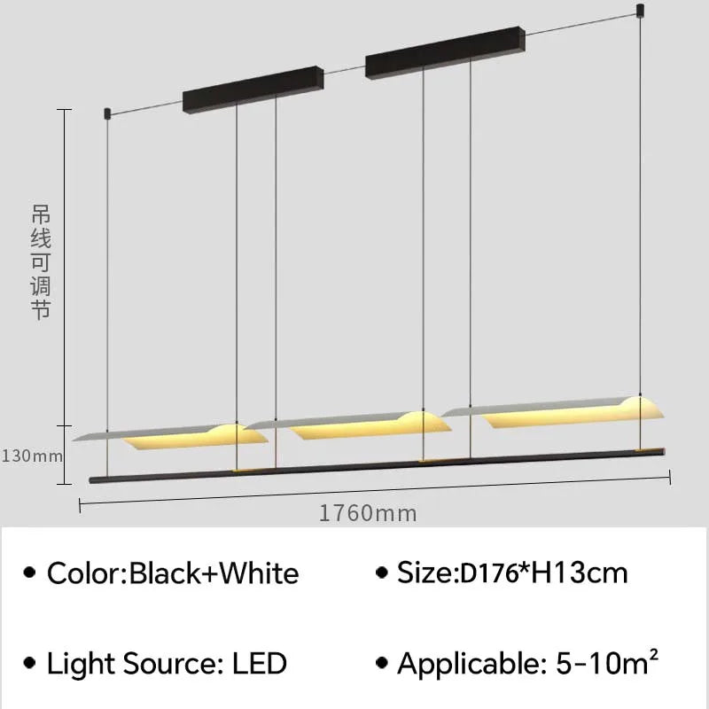 Nordic Minimalist LED Linear Pendant Light - Modern Industrial Hanging Chandelier for Dining Room, Kitchen Island, Bar & Office