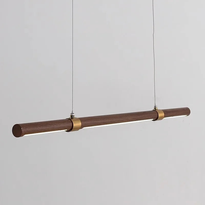 Modern Wooden Long Chandelier Dining Table Decoration Hanging Lamps For Ceiling Copper Walnut Chandelier Kitchen Island Led Ligh