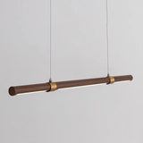 Modern Wooden Long Chandelier Dining Table Decoration Hanging Lamps For Ceiling Copper Walnut Chandelier Kitchen Island Led Ligh