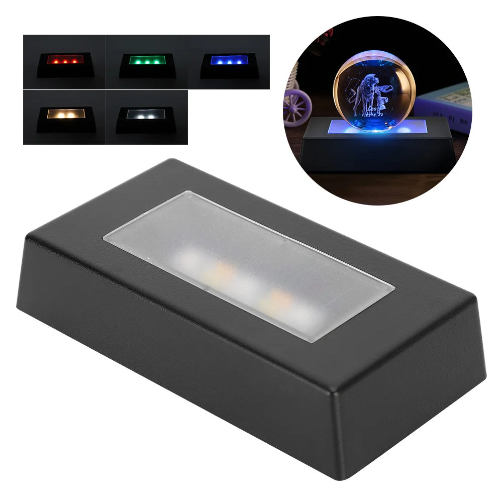 Color-Changing LED Display Base with USB Cable - Light Stand for 3D Crystals & Jewelry