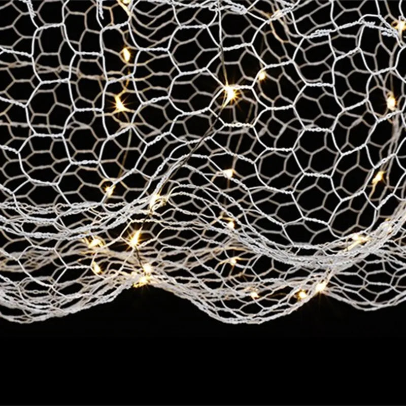 Modern Art Design Stars Fireflies Iron Mesh Cloud Chandelier Bedroom Stair Creative Restaurants Decorative Lighting Fixtures LED