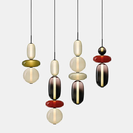 Nordic Creative Designer Art Style Colored Glass LED Pendent Lamp Restaurant Cafe's Exhibition Hall Home Decoration Light Fixture