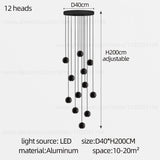 Orb Chandelier Interior Lighting Decorative Lamps Black Circular Penthouse Designer Living Room Pendant Stairwell Chandelier