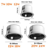 IP68 Waterproof LED Recessed Downlight - 7W/12W Shower & Bathroom Spotlight
