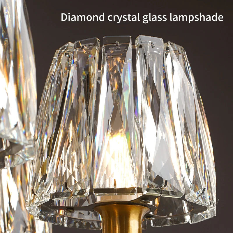 Copper Crystal Chandelier For Living Room Bedroom Study Dining Room Kitchen Villa Modern Luxury Style Gold Lamp Pendant Light