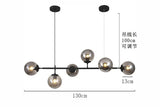 Modern Globe Linear Chandelier 6 Light Milk Glass Chandeliers Pendant Light Fixture Mid Century Sputnik Island Lights