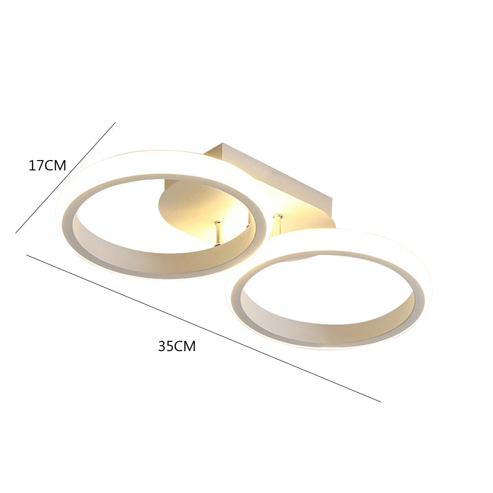 Small Modern LED Ceiling Light 2 Rings Creative Design Ceiling Lamp Indoor Lighting Fixtures Hallway Balcony Aisle Office Lustre