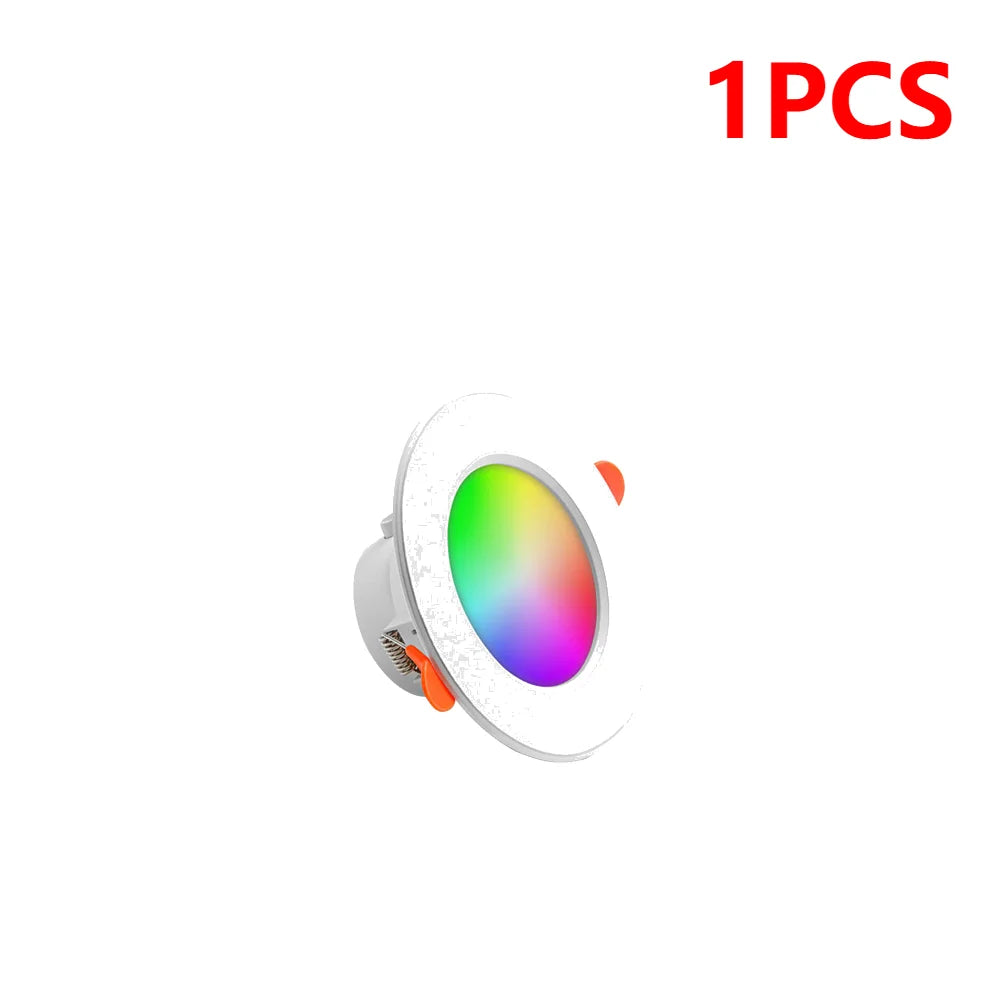 1-3 Pcs Smart RGB LED Recessed Downlight (10W Bluetooth, 2700K-6500K CCT) - Round Dimmable Smart Ceiling Panel Lamp for Living Room & Bedroom Decor