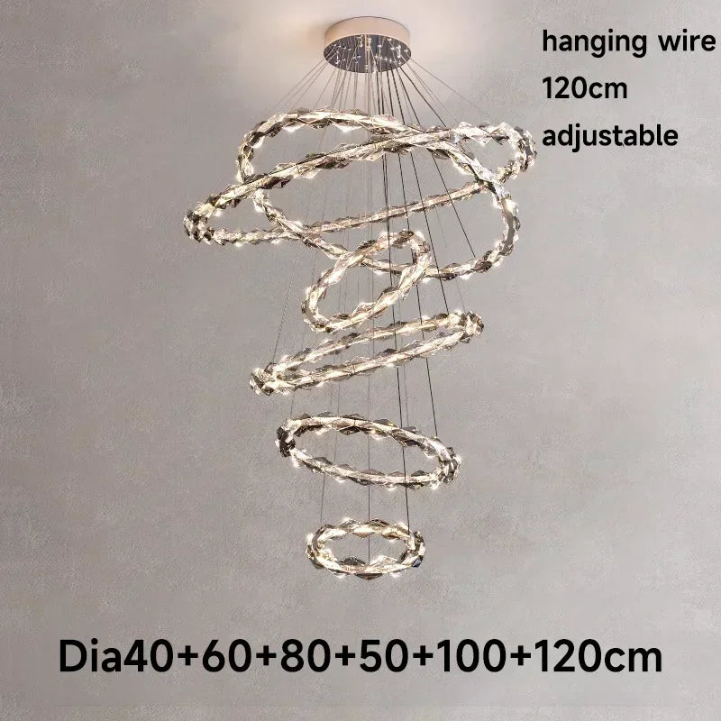 Chrome Modern Crystal Chandelier - Luxury LED Hanging Light for Living Room