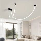 LED Italian minimalist curved line pendant light high-rise duplex apartment hall light modern minimalist living room light