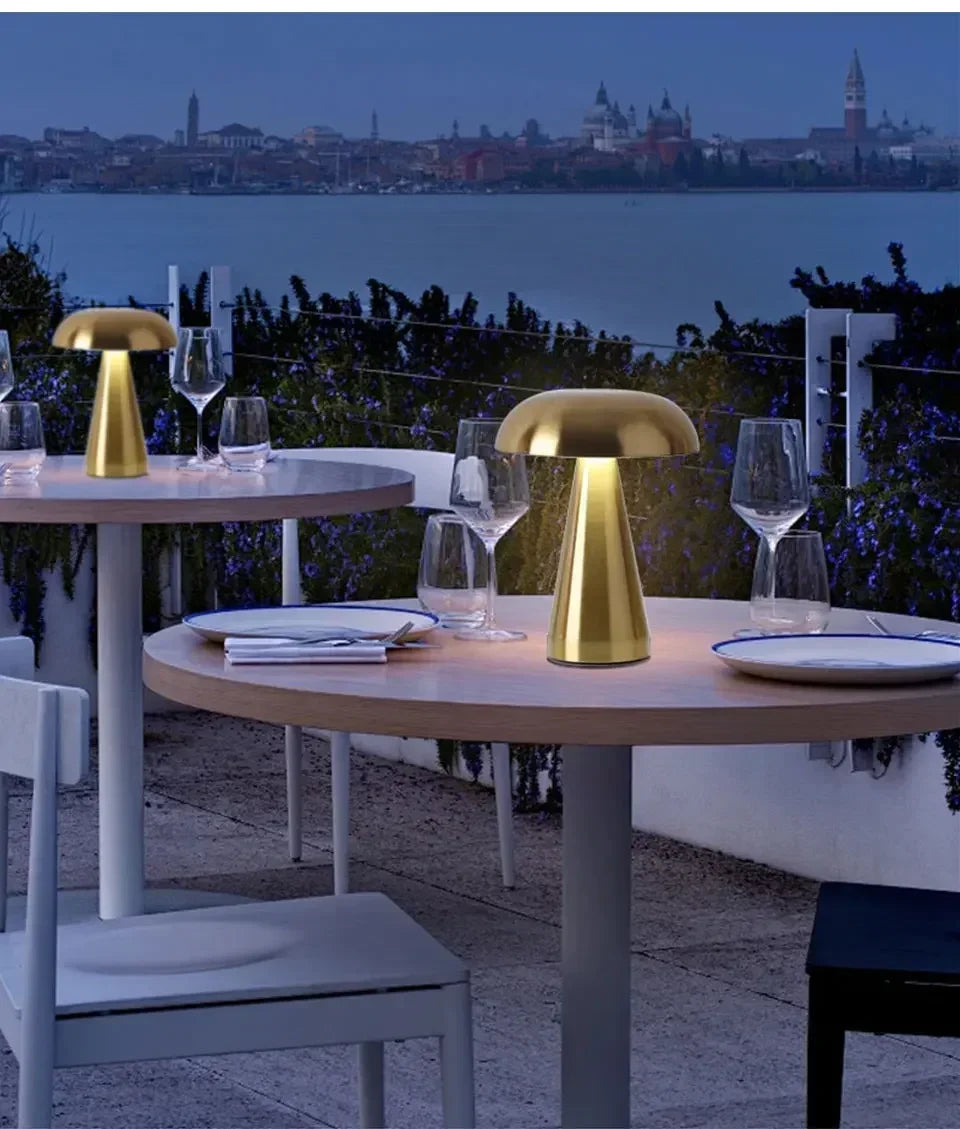 Retro Mushroom LED Night Light Touch Sensor Rechargeable Desk Lamp for Bedroom Restaurant Bar Decor Reading Lighting