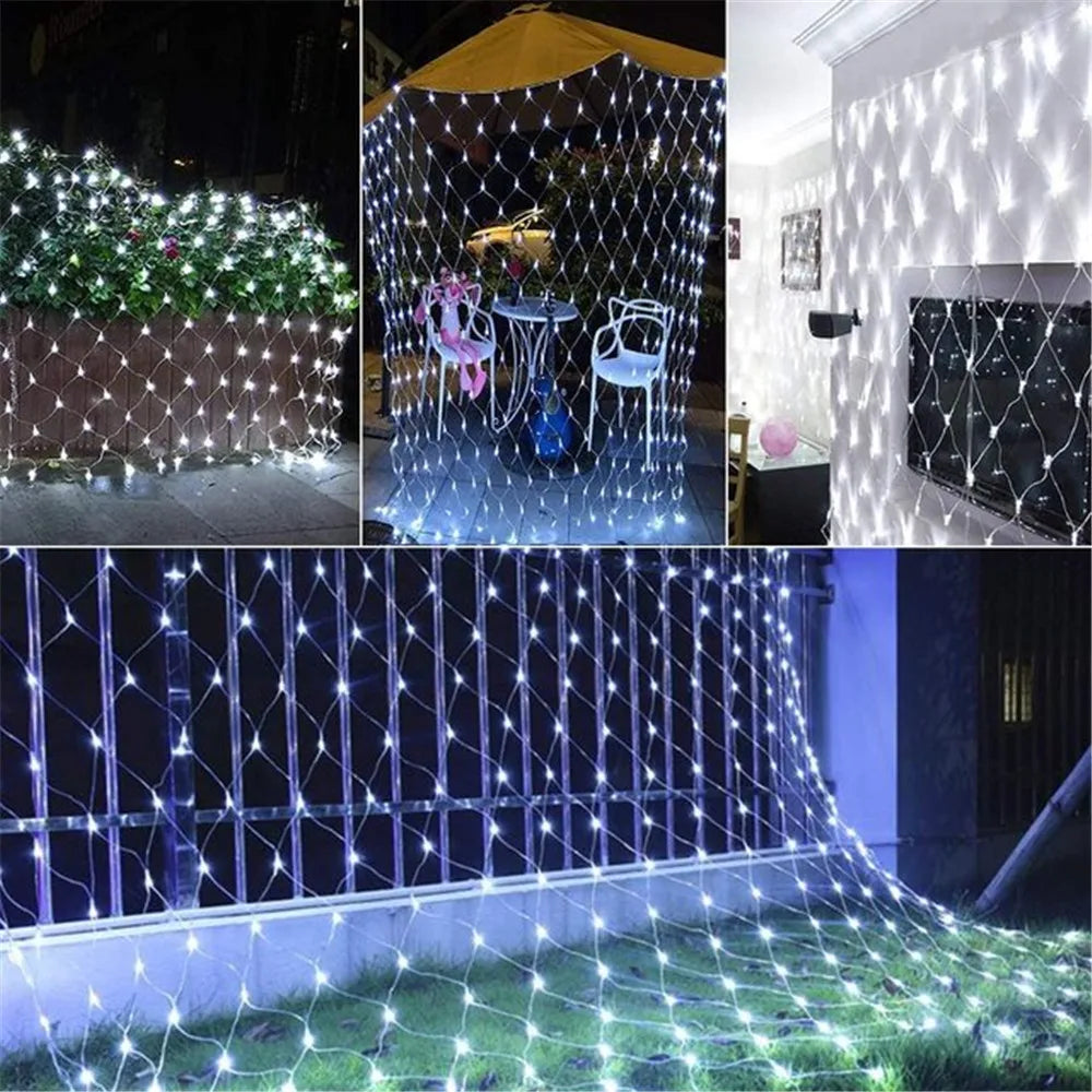 1.5MX1.5M 2x3M Garlands LED String Christmas Net Lights Fairy Xmas Party Outdoor Garden Wedding Decoration Home Curtain Decor