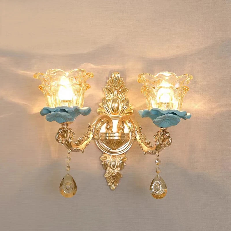 Large Blue Ceramic Chandelier Modern Crystal Glass Fixture Dining Room Contemporary Chandelier For Living Room Home Lighting