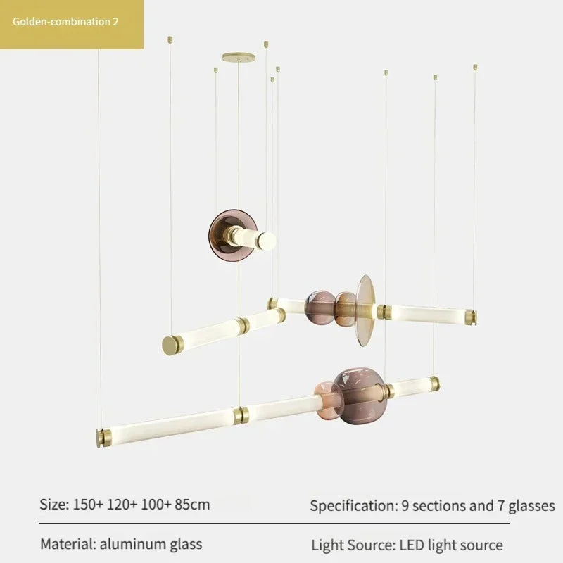 Scott Luna Chandelier Postmodern italian design lamps replica led light glass long tube lamp Bedroom Living Room bedside lamp