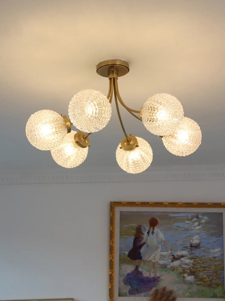 American light luxury bedroom ceiling lamp modern Nordic living room dining room study glass ball ceiling light
